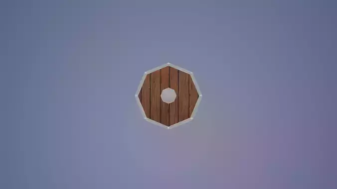 Low-polygon wood and metal shield