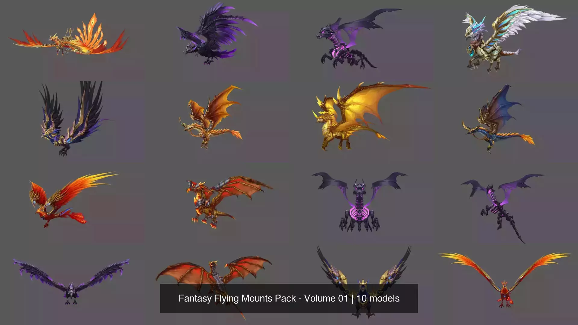 Fantasy Flying Mounts Pack - Volume 01 3D Model Collection_11
