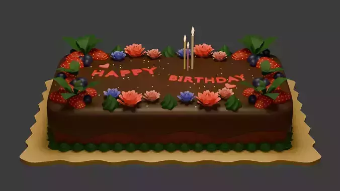 Chocolate Birthday Cake with Fruits and flowers 