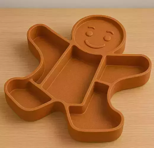 Gingerbread Man Snack Tray Christmas Bowl  Holiday Candy Dish