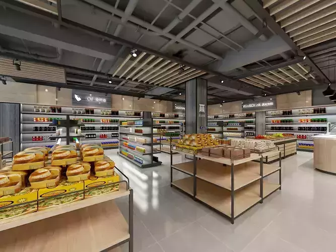 Interior design of supermarket