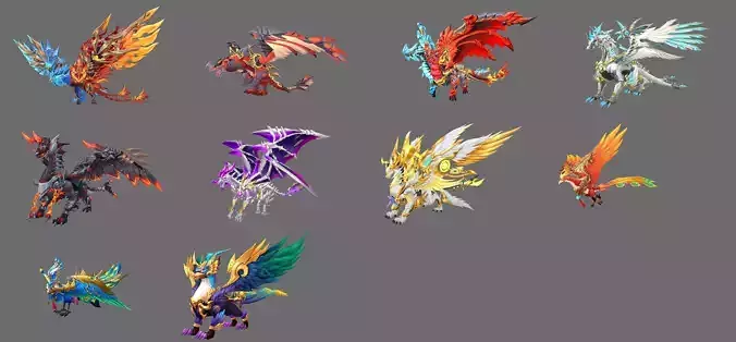 Fantasy Flying Mounts Pack - Volume 06 3D Model Collection