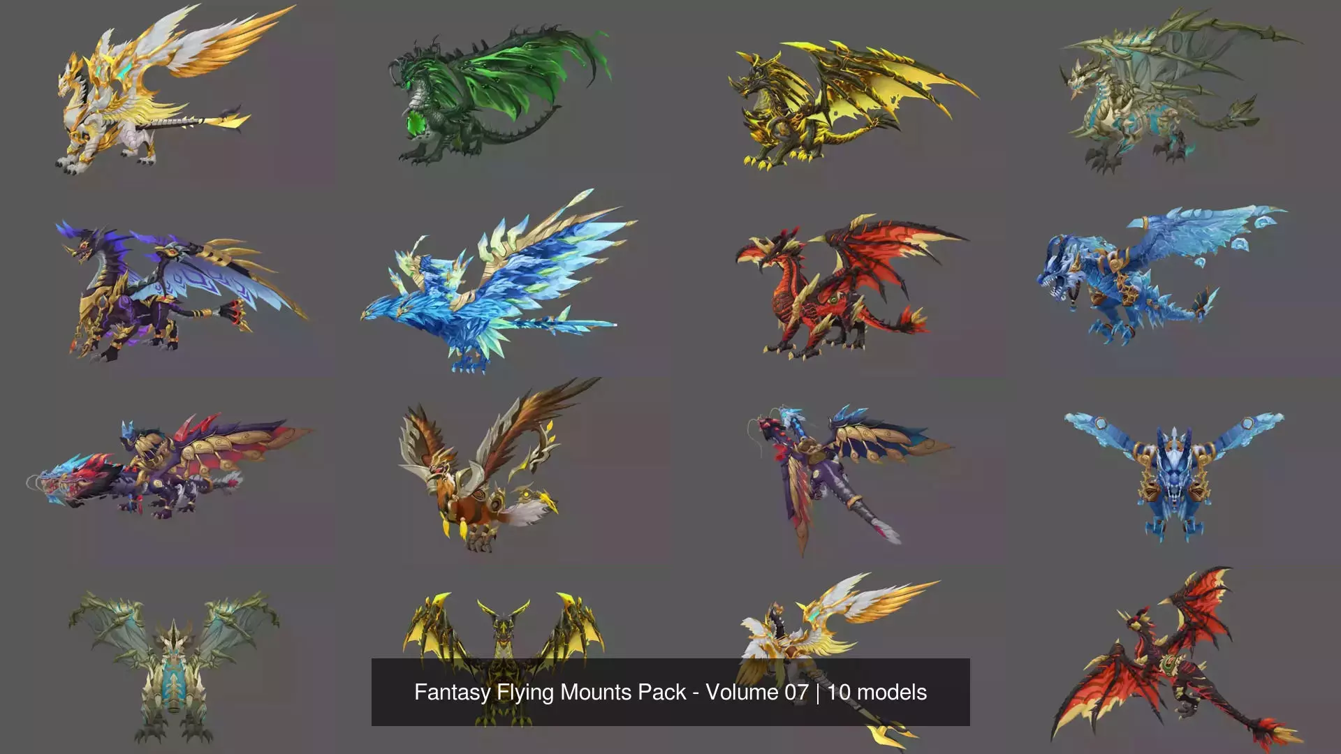 Fantasy Flying Mounts Pack - Volume 07 3D Model Collection_11