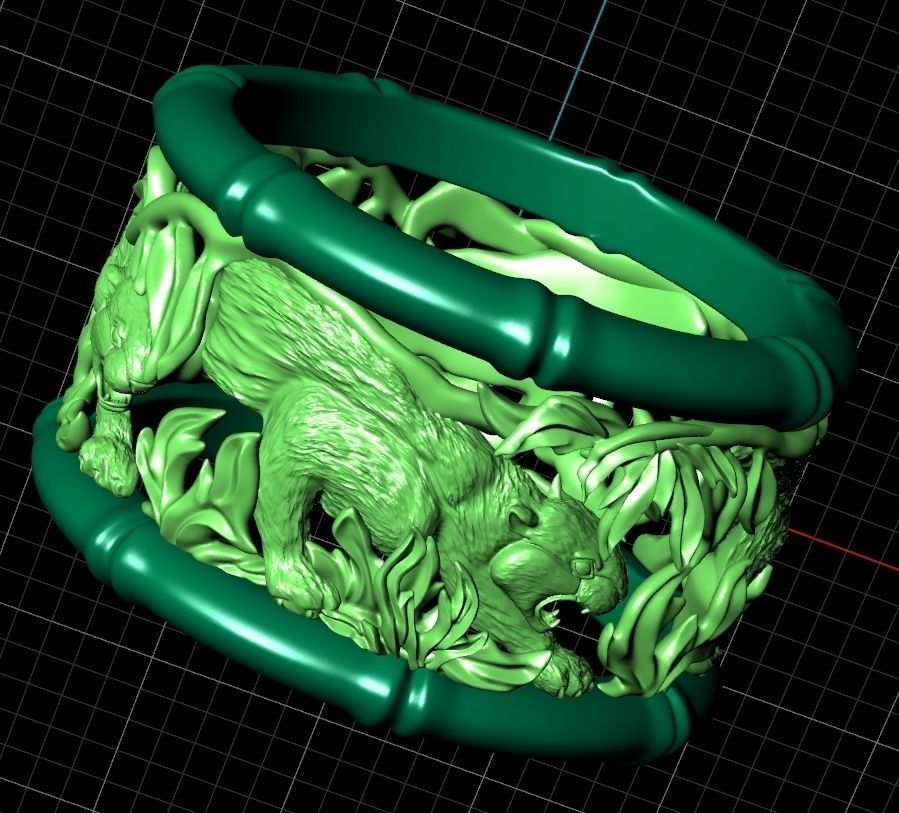 Ring gold and silver with elephants 3D print model_2