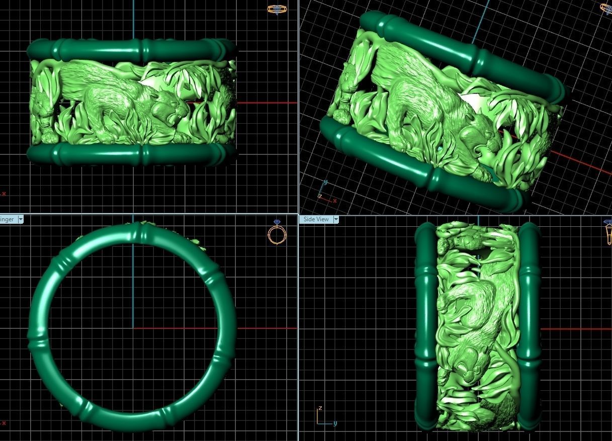 Ring gold and silver with elephants 3D print model_3