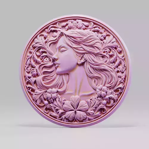 Girl Head Relief Sculpture