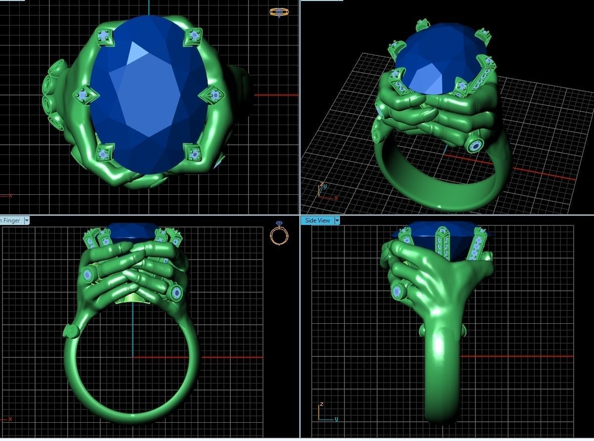 Ring gold with ruby stone 3D print model_3
