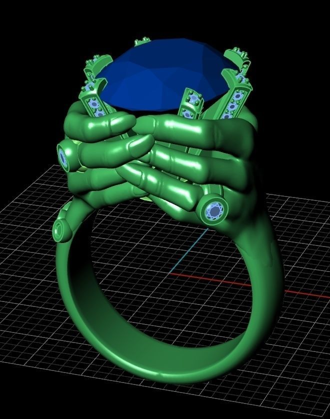 Ring gold with ruby stone 3D print model_2