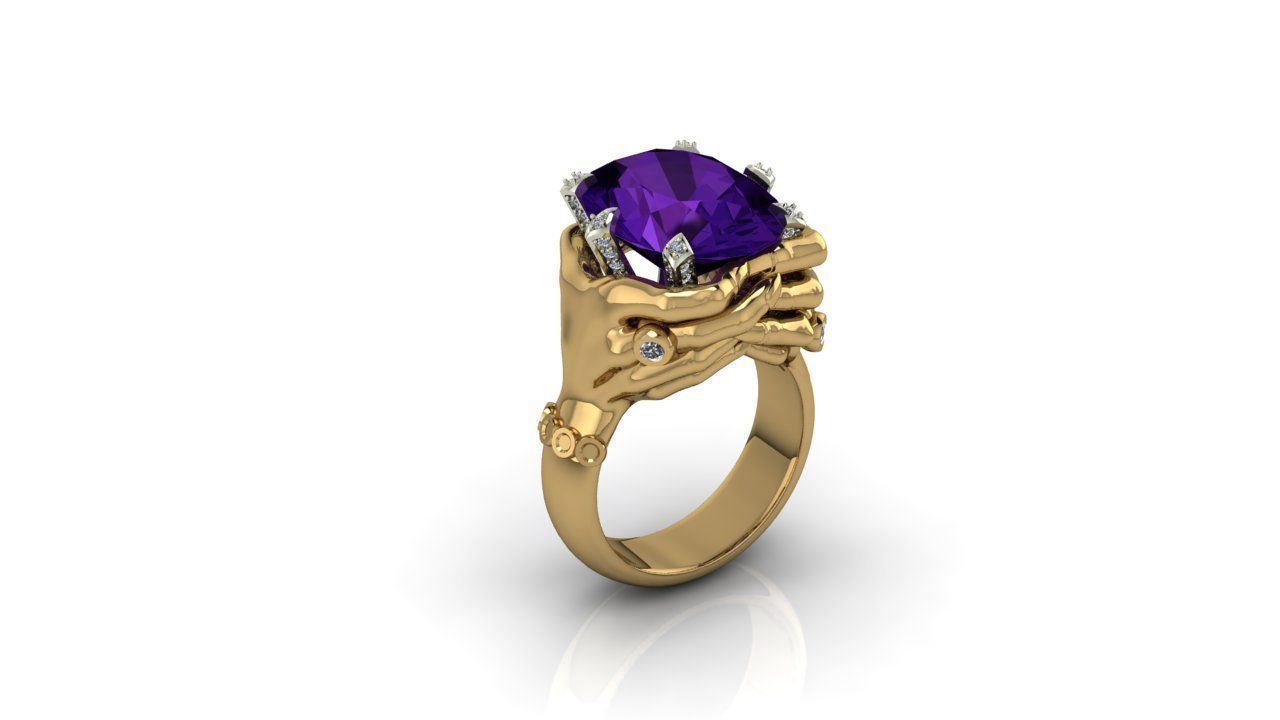 Ring gold with ruby stone 3D print model_1