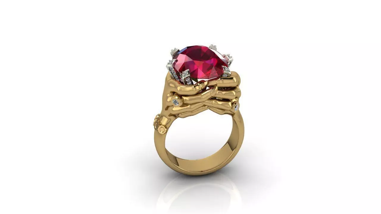 Ring gold with ruby stone 3D print model_0