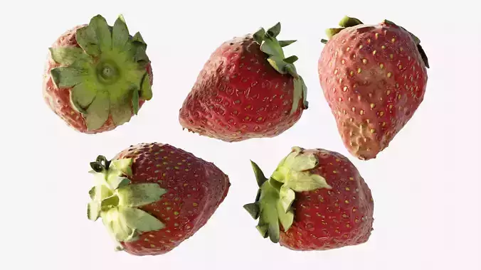 Scanned Strawberry Berry Low-poly 3D model 2