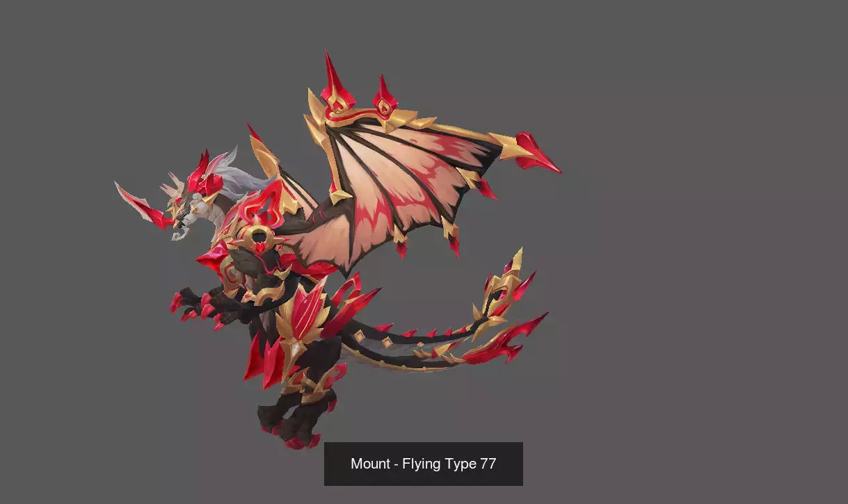 Pack of 80 Stylized Flying Mounts 3D Model Collection_87