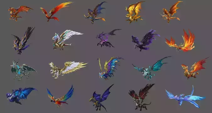 Pack of 80 Stylized Flying Mounts