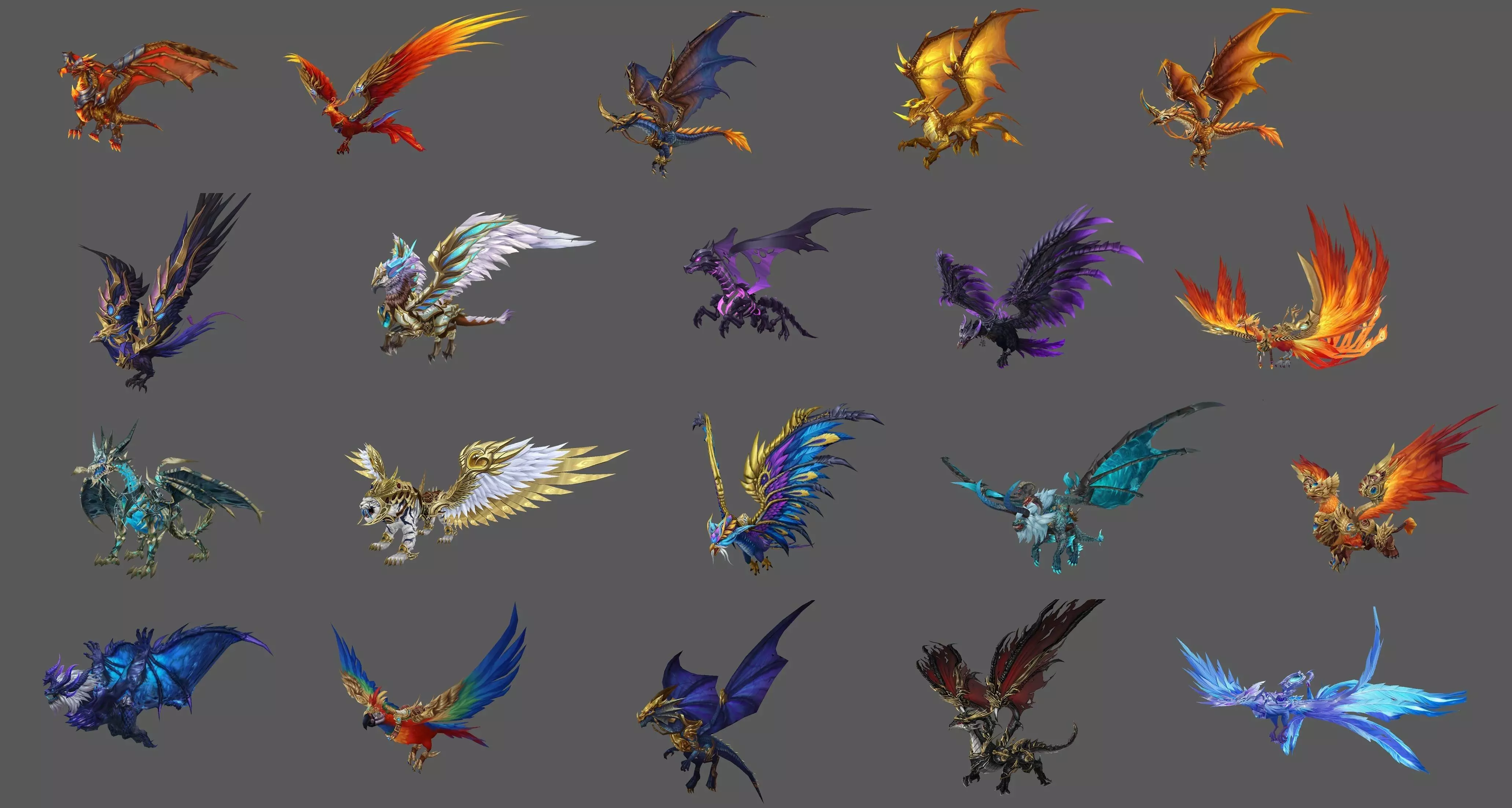 Pack of 80 Stylized Flying Mounts 3D Model Collection_0