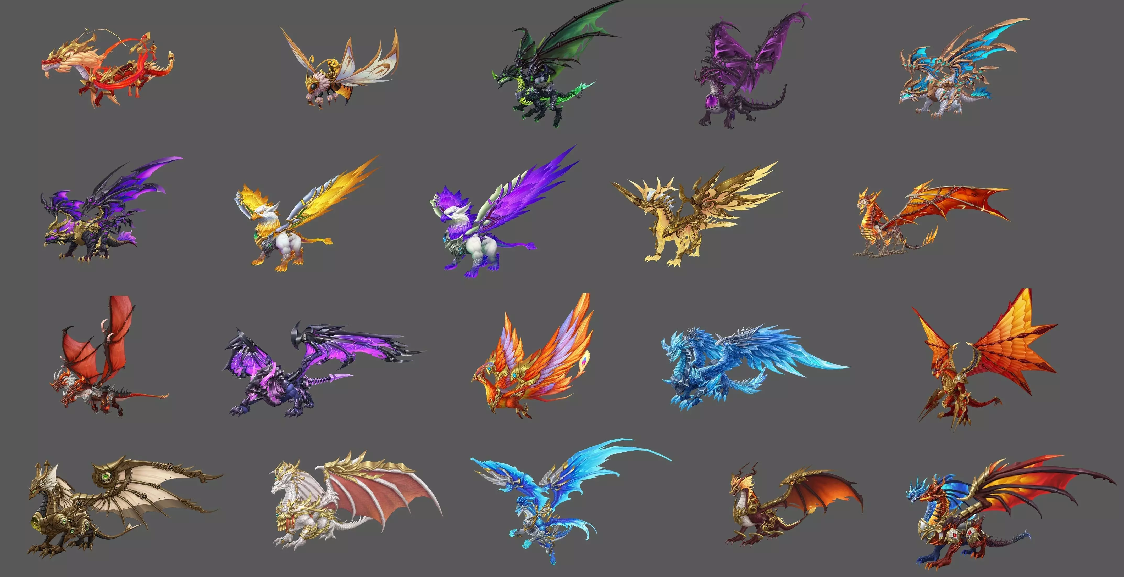 Pack of 80 Stylized Flying Mounts 3D Model Collection_81