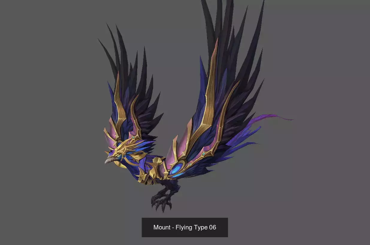 Pack of 80 Stylized Flying Mounts 3D Model Collection_158