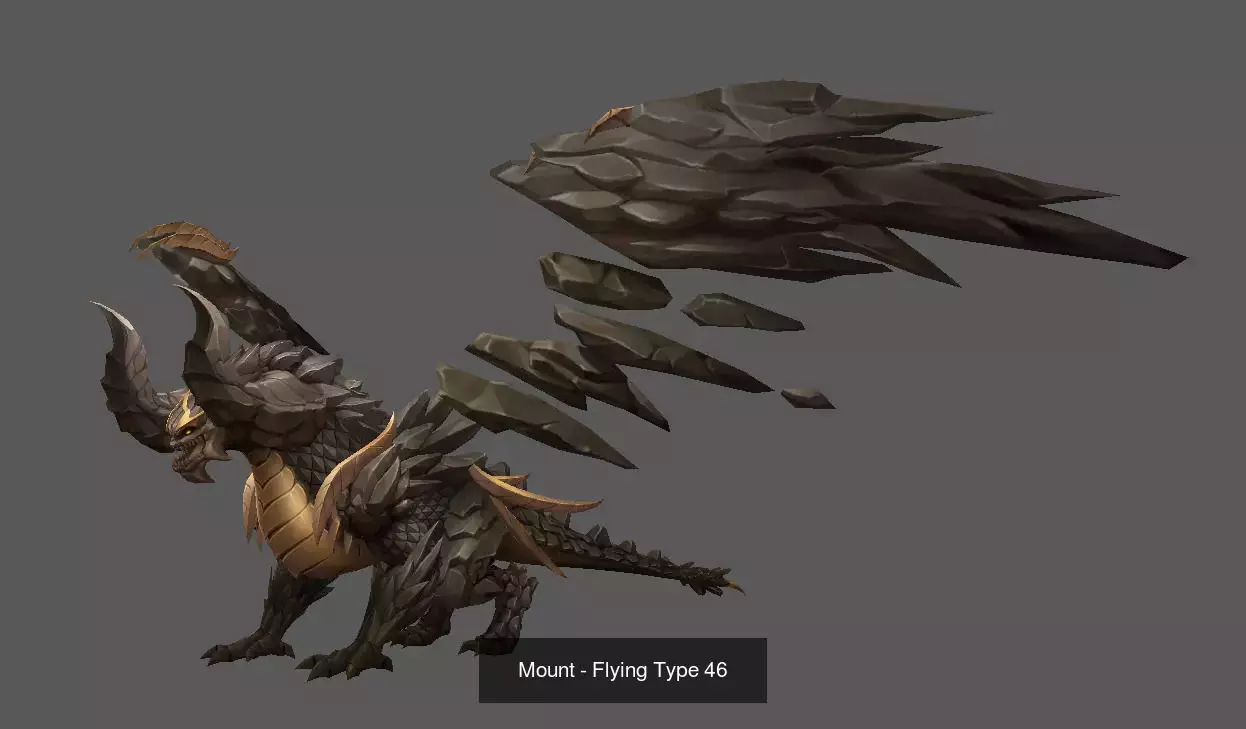 Pack of 80 Stylized Flying Mounts 3D Model Collection_118