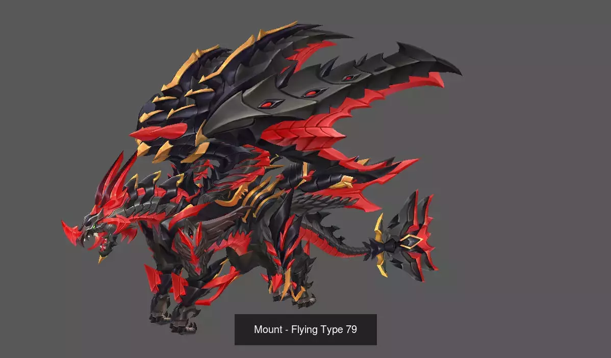 Pack of 80 Stylized Flying Mounts 3D Model Collection_85