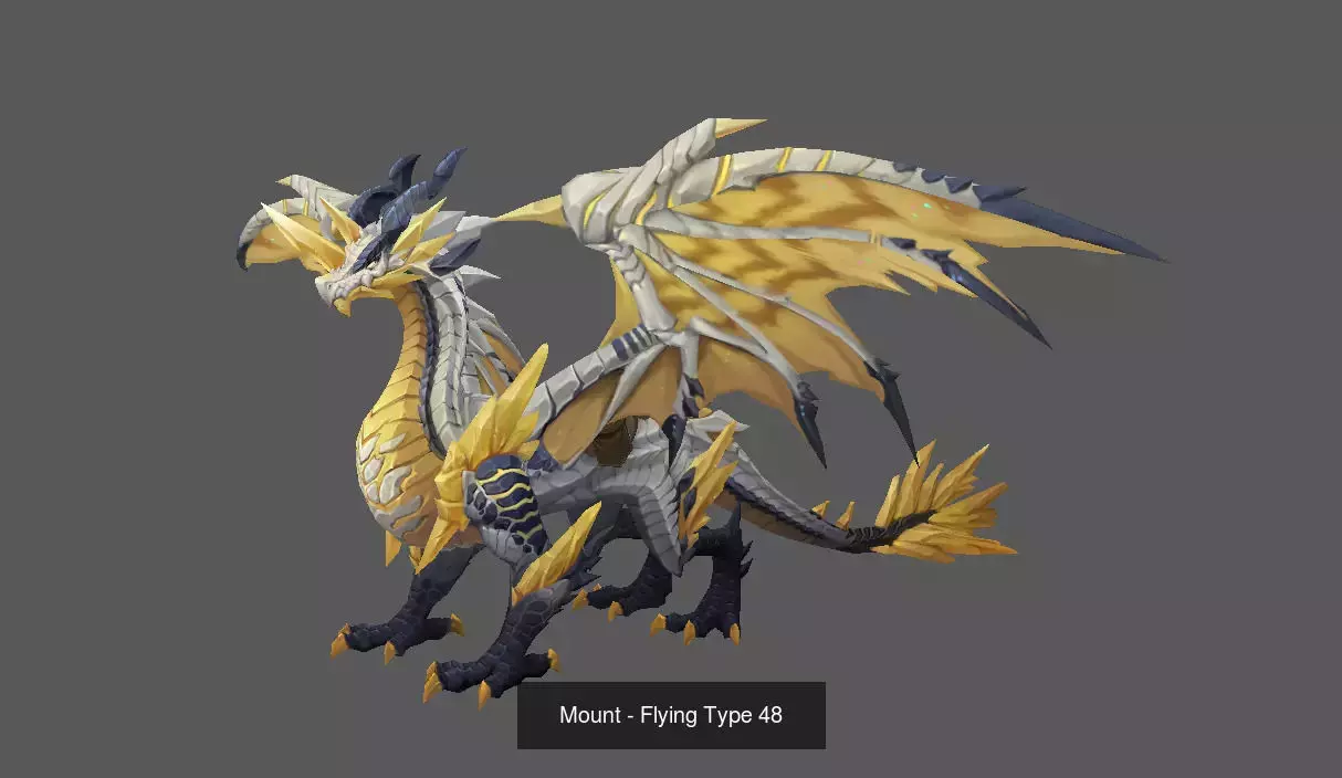 Pack of 80 Stylized Flying Mounts 3D Model Collection_116