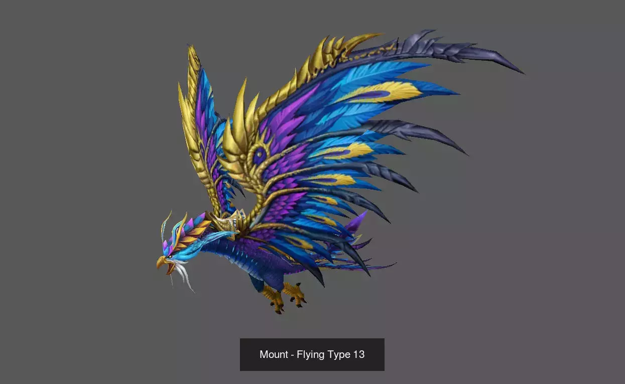 Pack of 80 Stylized Flying Mounts 3D Model Collection_151