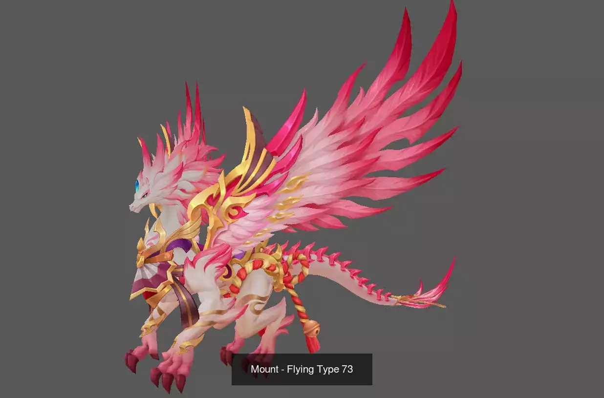 Pack of 80 Stylized Flying Mounts 3D Model Collection_91