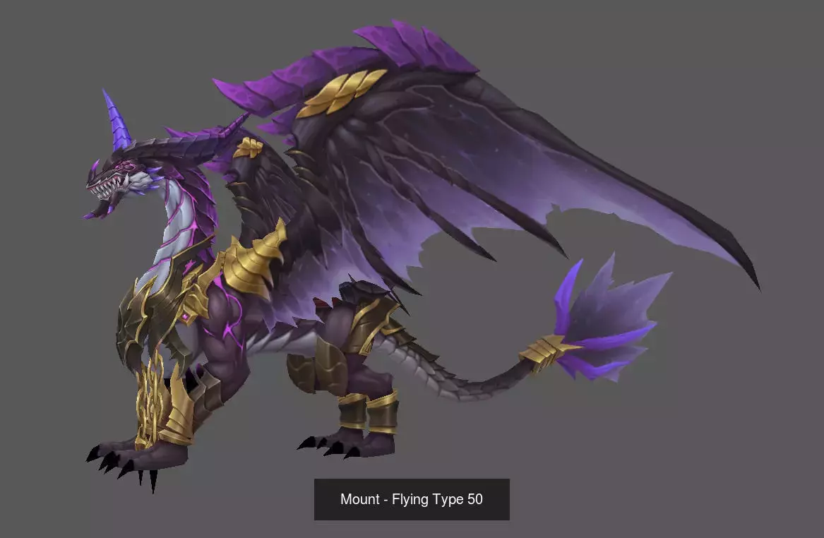 Pack of 80 Stylized Flying Mounts 3D Model Collection_114