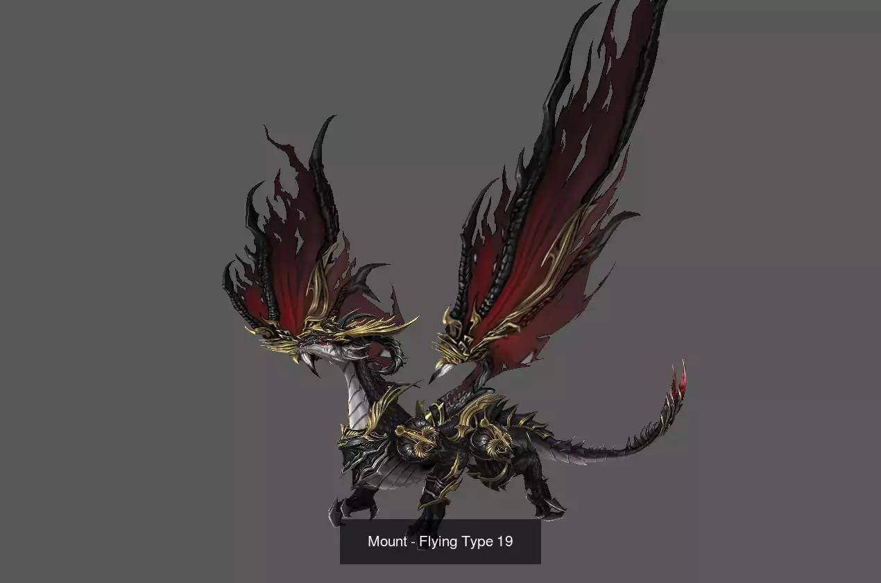 Pack of 80 Stylized Flying Mounts 3D Model Collection_145