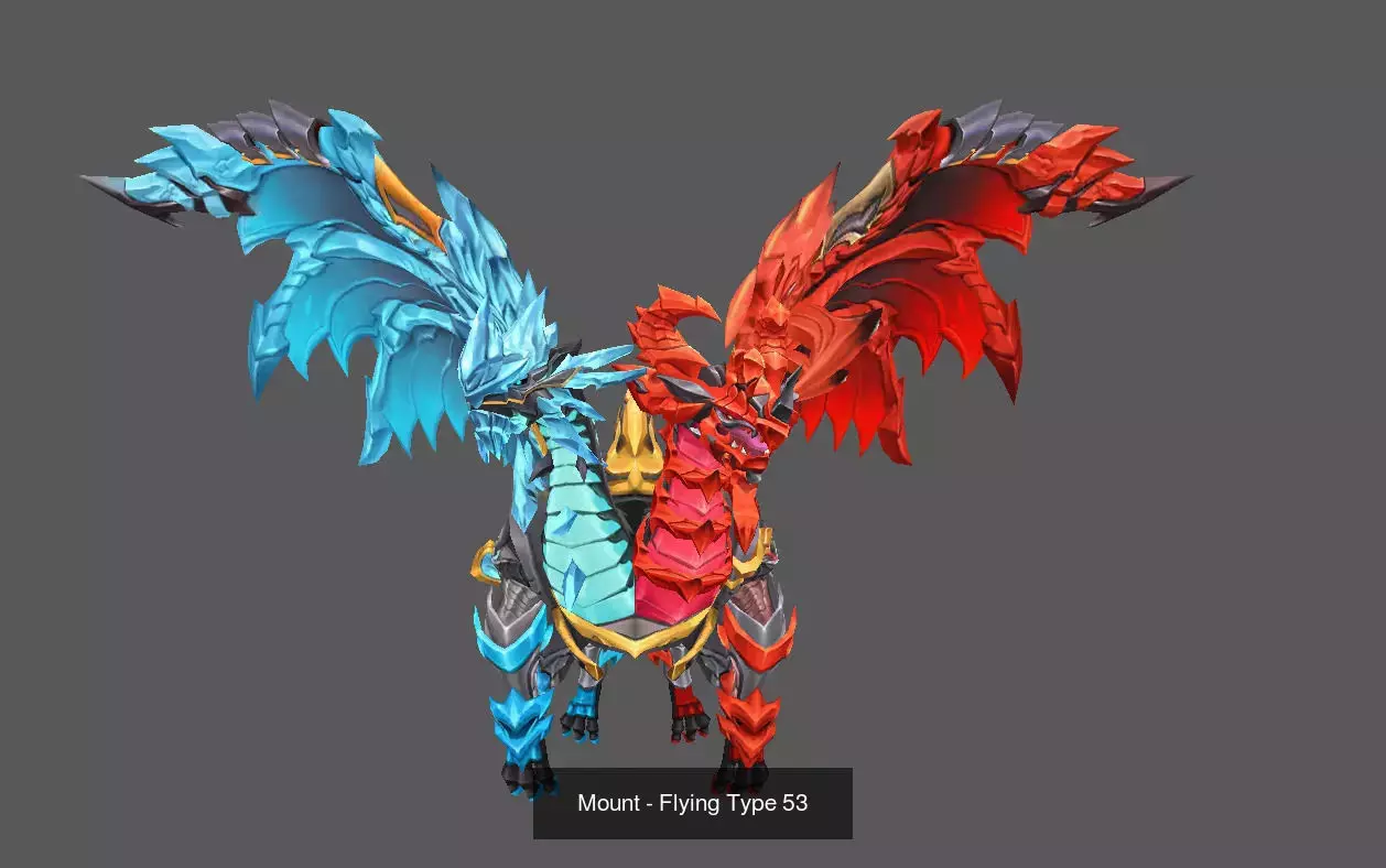Pack of 80 Stylized Flying Mounts 3D Model Collection_111
