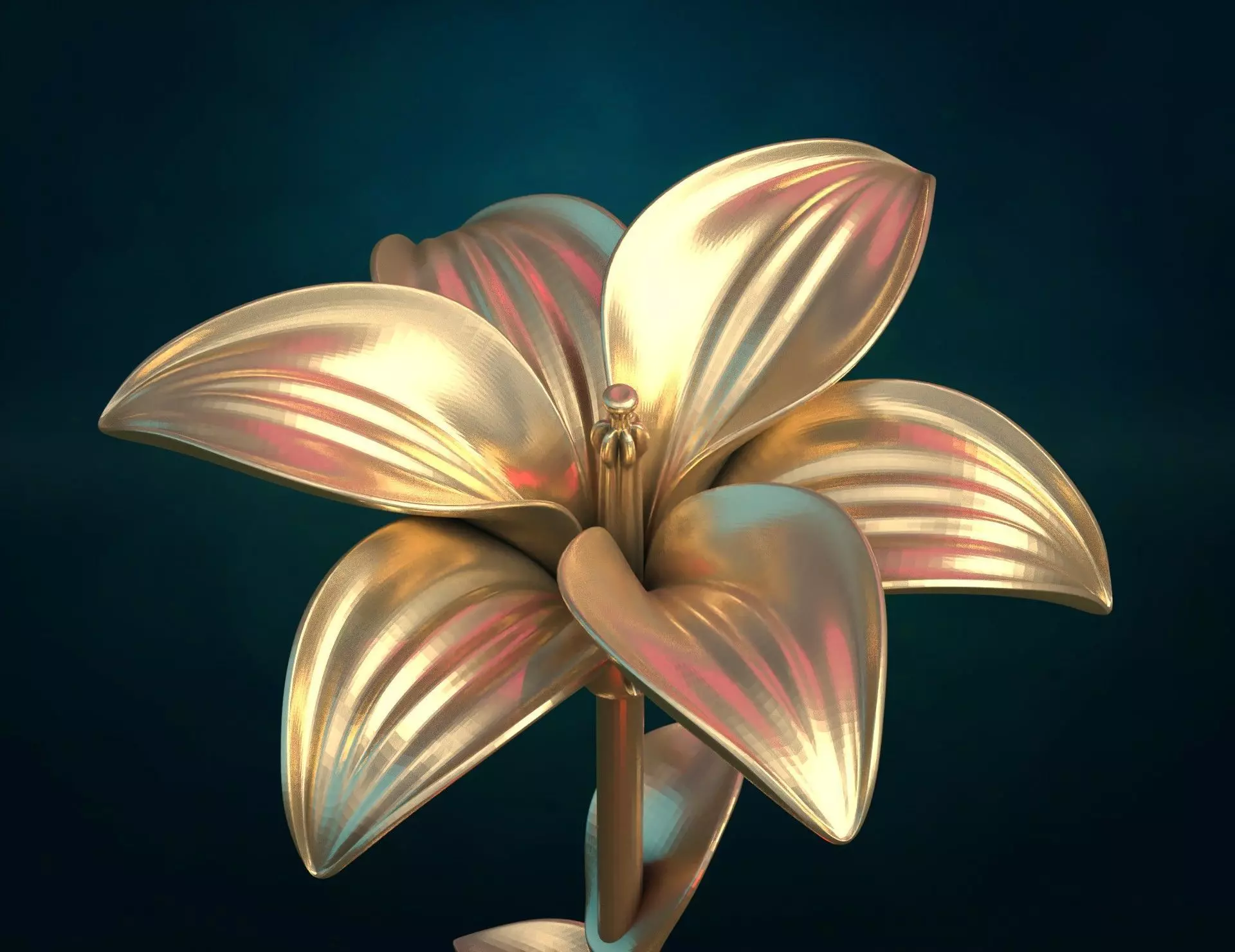 Lily II flower Assembly 3D print model_12