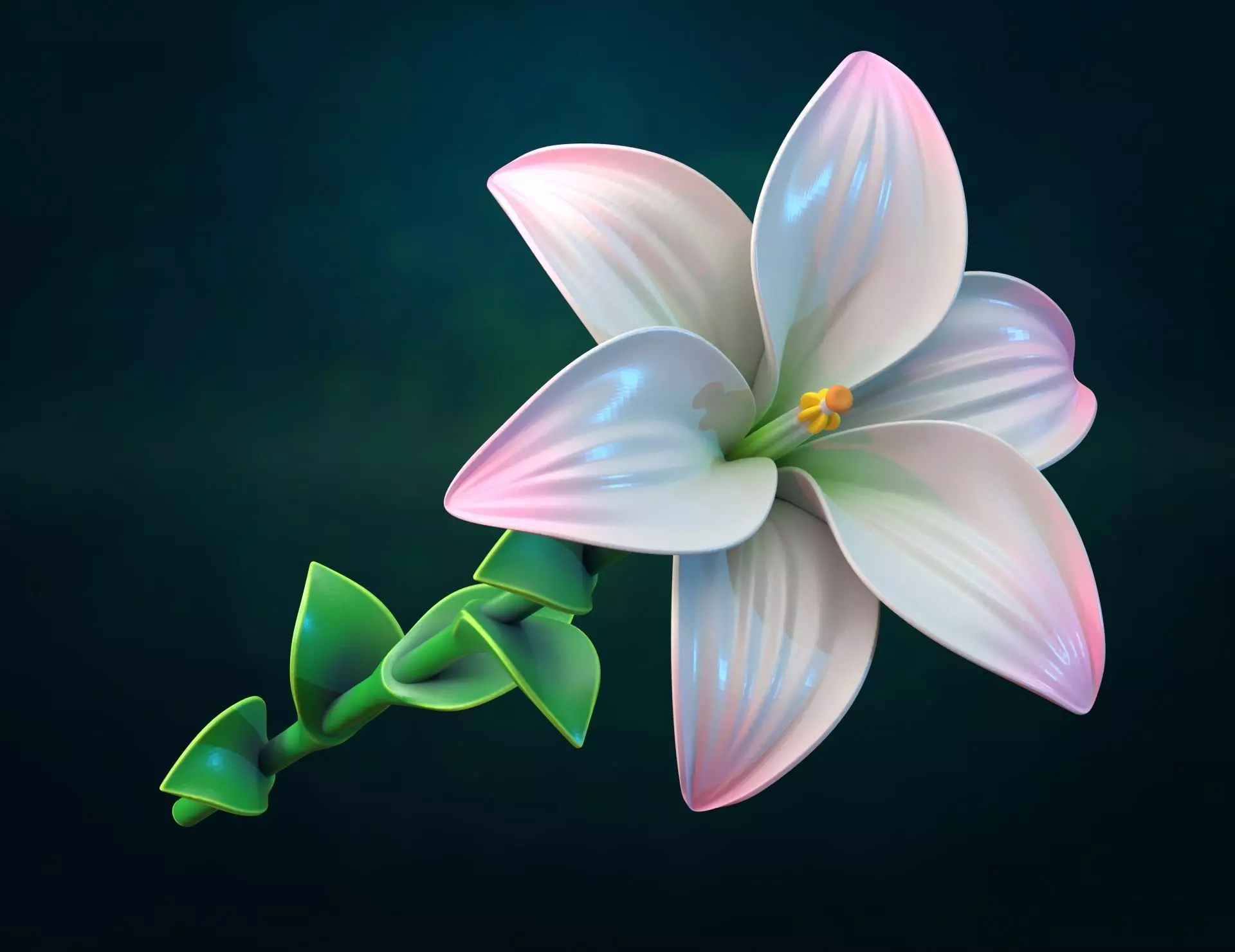 Lily II flower Assembly 3D print model_3