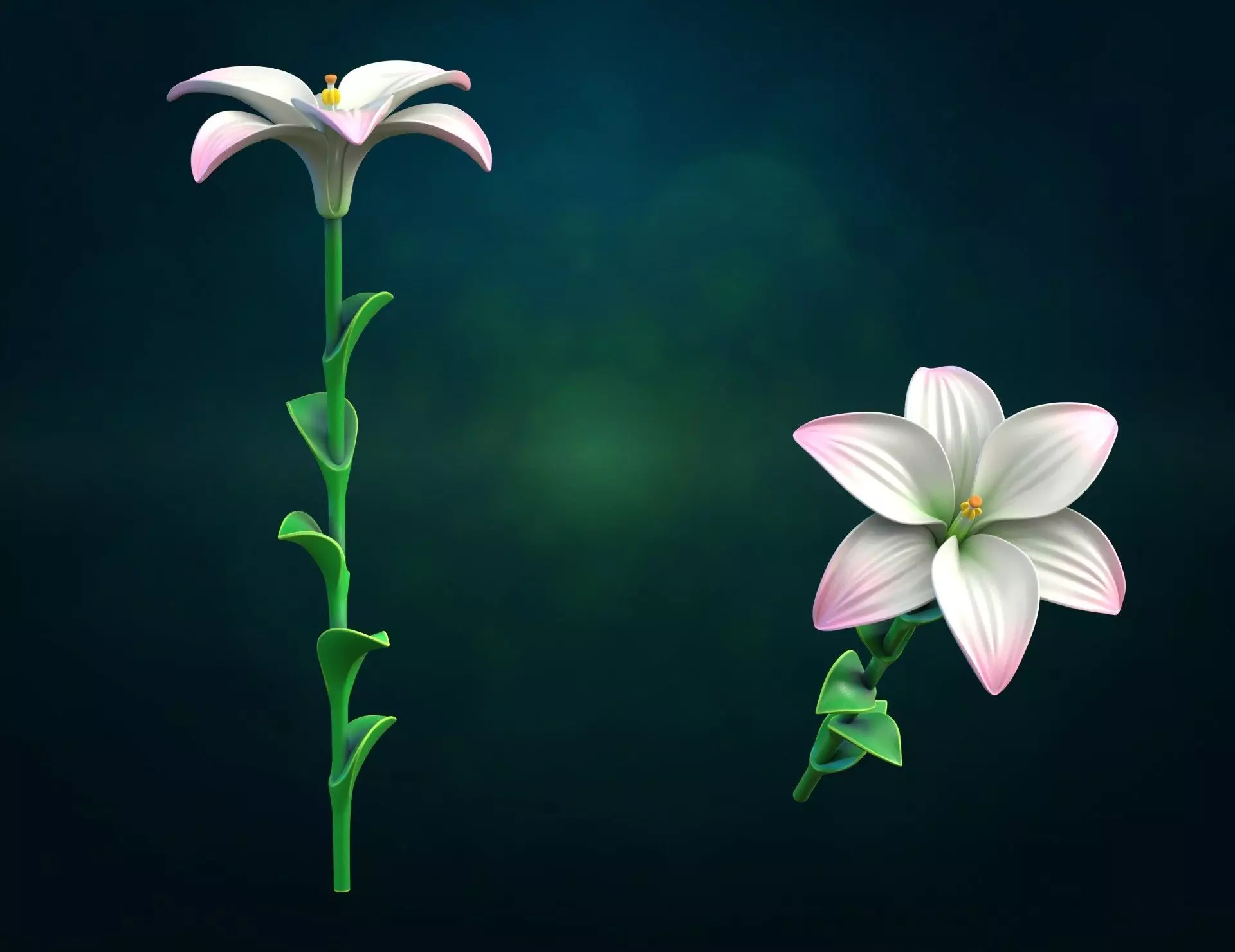 Lily II flower Assembly 3D print model_4