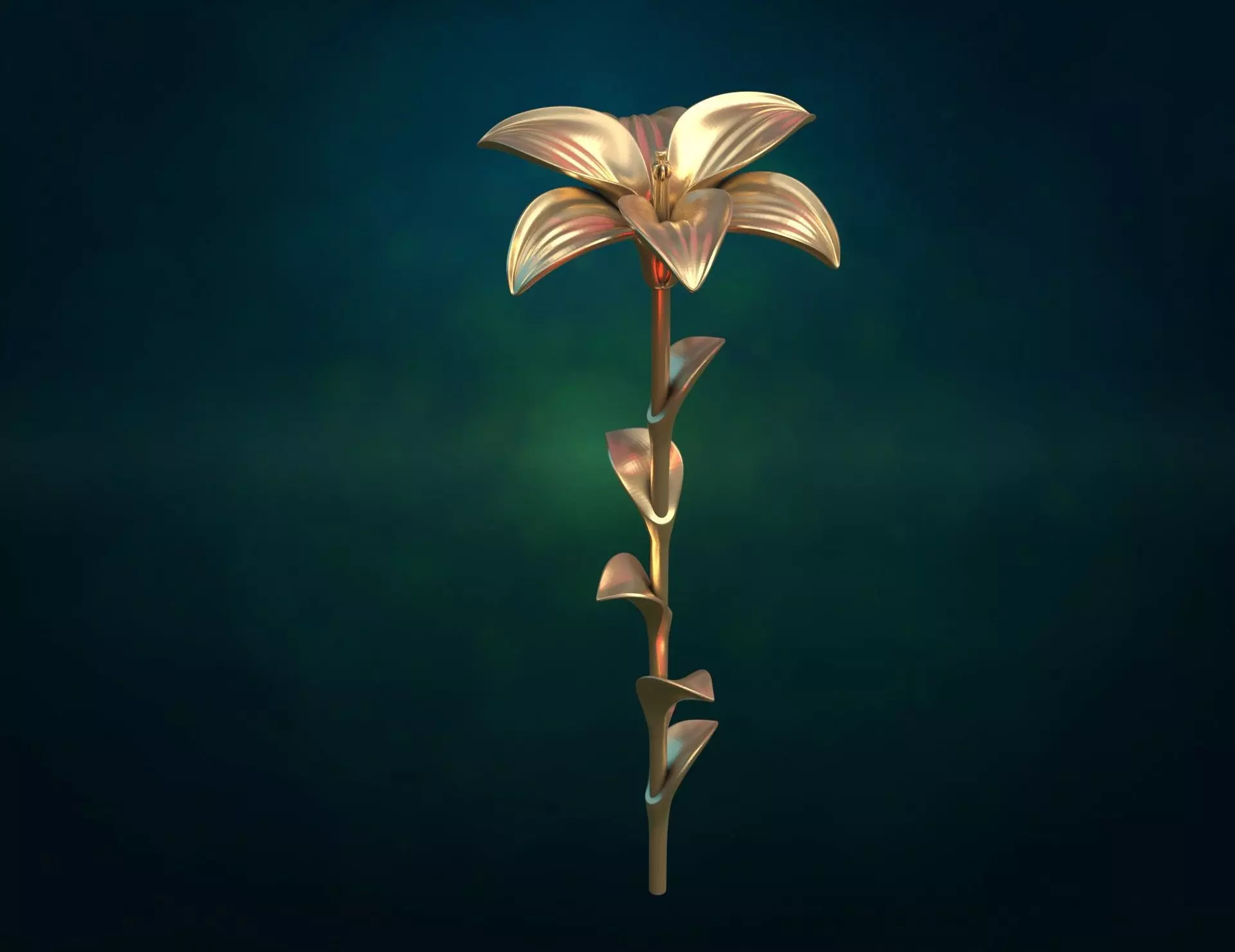 Lily II flower Assembly 3D print model_11