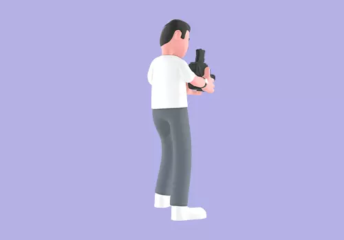 Stylized 3D Male Photographer Aiming Camera - Cartoon Character 3D model_4