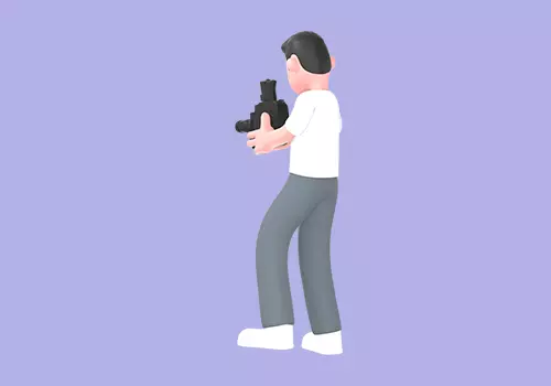 Stylized 3D Male Photographer Aiming Camera - Cartoon Character 3D model_3