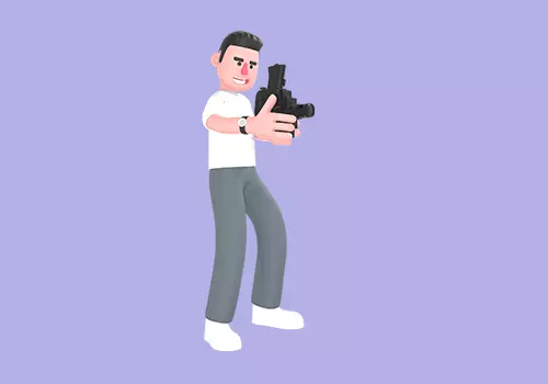 Stylized 3D Male Photographer Aiming Camera - Cartoon Character 3D model_1