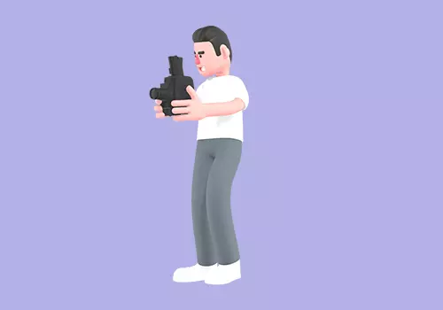 Stylized 3D Male Photographer Aiming Camera - Cartoon Character 3D model_2