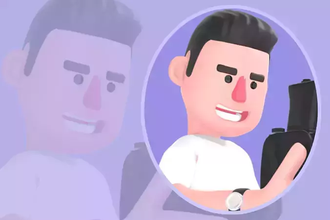 Stylized 3D Male Photographer Aiming Camera - Cartoon Character