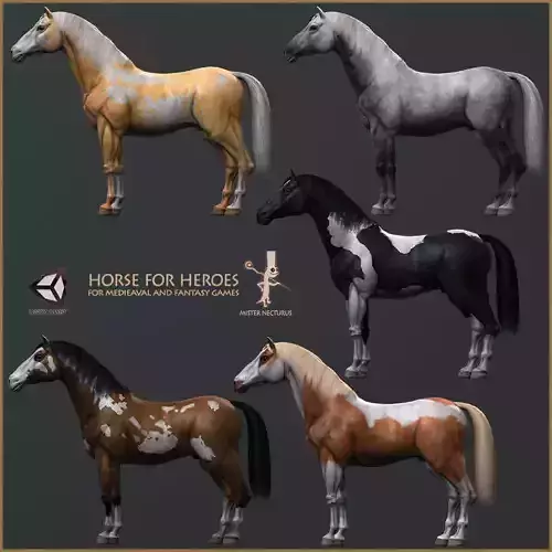 5 Additional Pinto Textures For Hero Horse Free 3D model