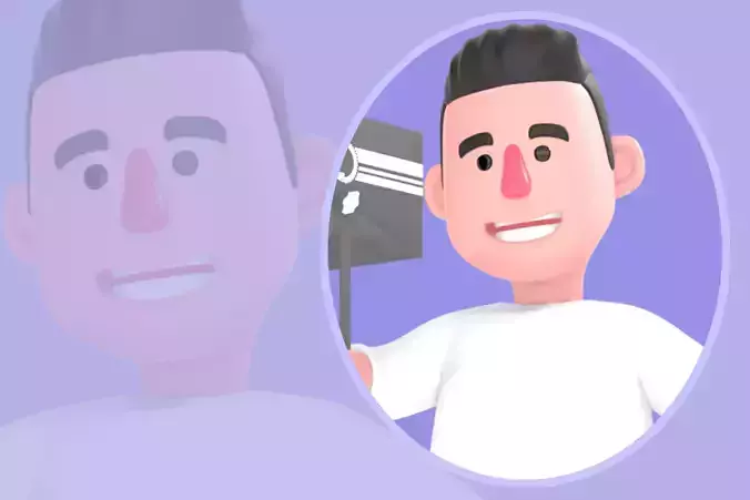 Stylized 3D Male Photographer Adjusting Studio Light - Cartoon 