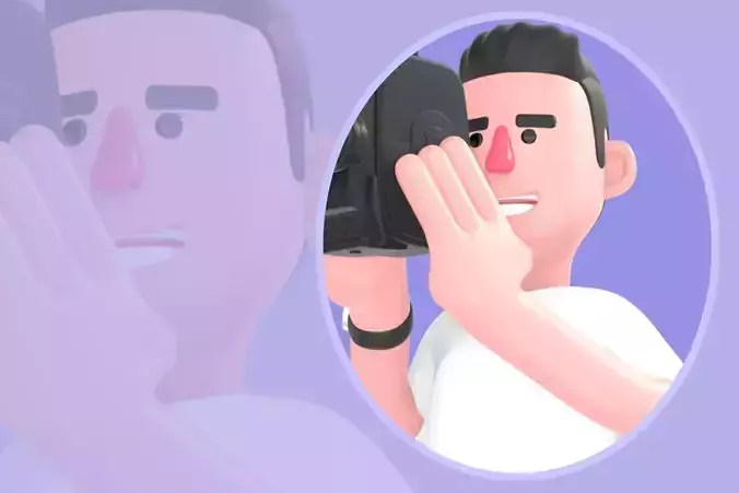 Stylized 3D Male Photographer Aiming Camera - Cartoon Character