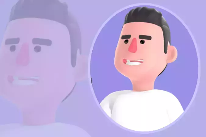 Stylized 3D Male Photographer Kneeling - Cartoon Character