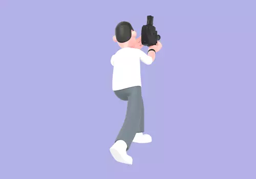 Stylized 3D Male Photographer with Megaphone - Cartoon Character 3D model_3