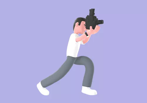 Stylized 3D Male Photographer with Megaphone - Cartoon Character 3D model_4