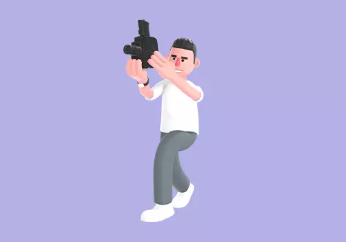 Stylized 3D Male Photographer with Megaphone - Cartoon Character 3D model_1