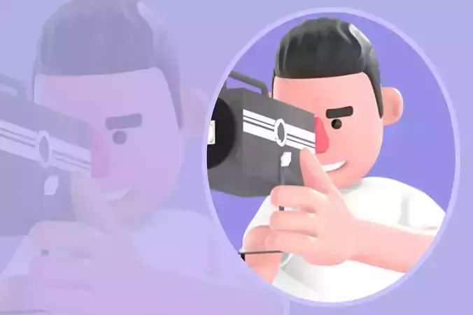 Stylized 3D Male Photographer Adjusting Light-Cartoon Character