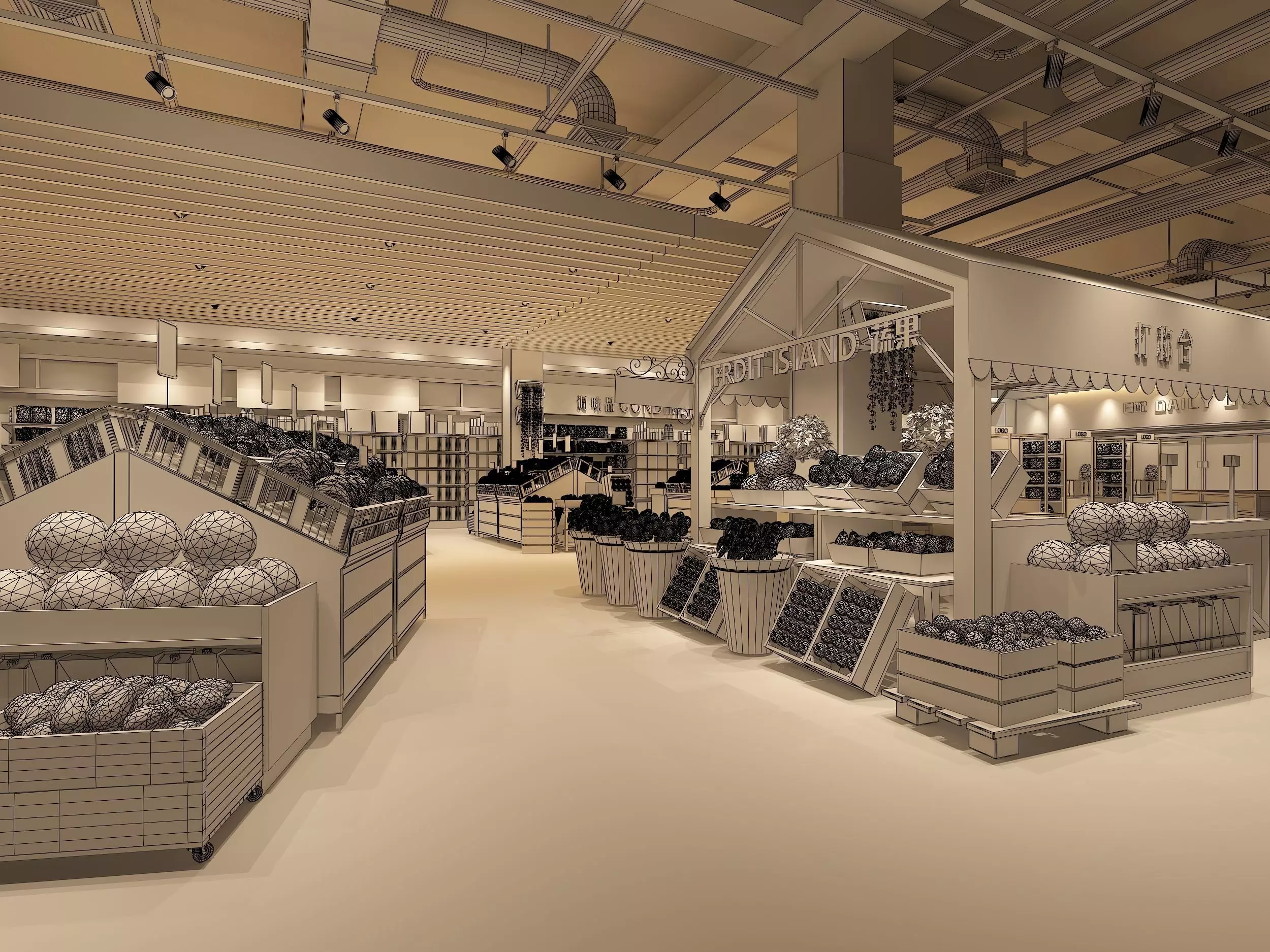 supermarke Low-poly 3D model_6