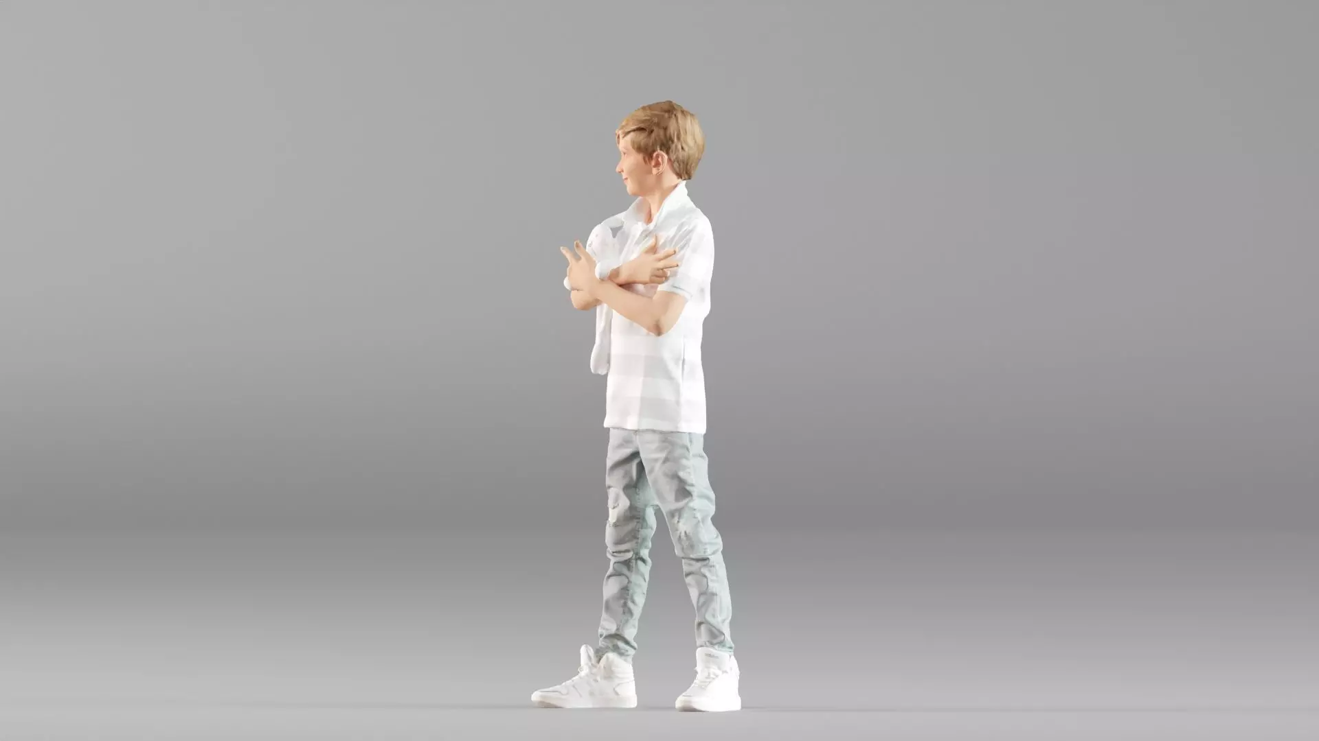 S00029 Boy Holding a Toy Low-poly 3D model_6