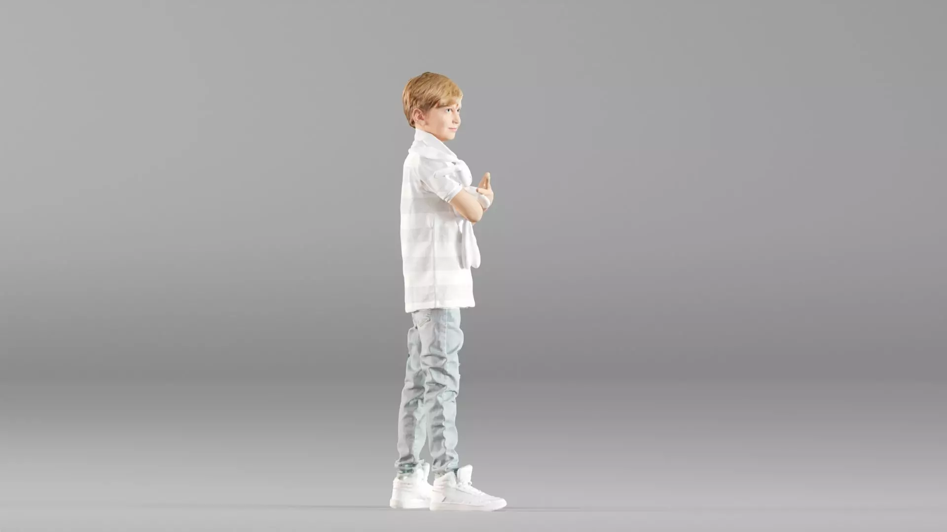 S00029 Boy Holding a Toy Low-poly 3D model_3