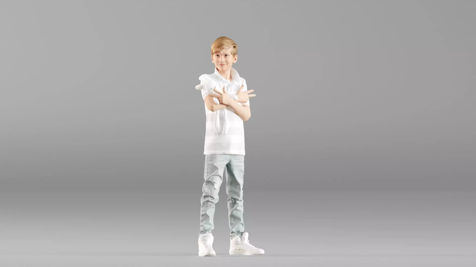 S00029 Boy Holding a Toy Low-poly 3D model_0