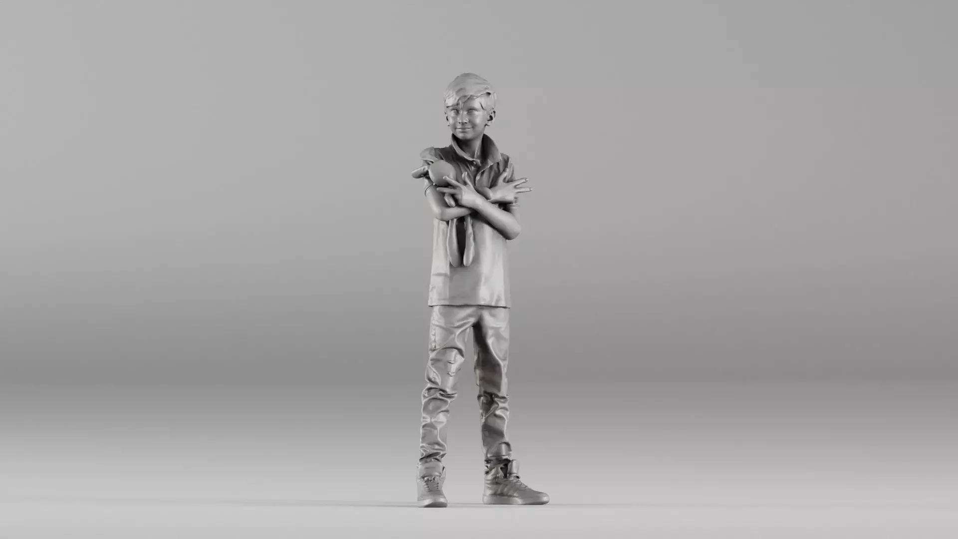 S00029 Boy Holding a Toy Low-poly 3D model_8